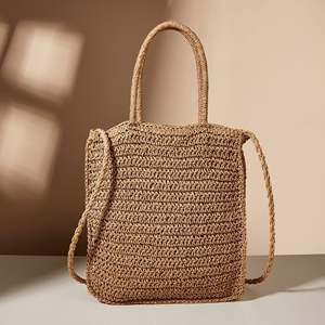 Bolso de hombro tejido <span class=keywords><strong>a</strong></span> mano para mujer, bolsa de playa de <span class=keywords><strong>ganchillo</strong></span> de paja de papel - Product Image 6