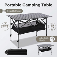 Tables pliantes d'extérieur portables en aluminium, résistantes aux intempéries, réglables en hauteur, de plusieurs tailles, pour cuisine et camping