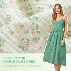 Tissu en mousseline 100% coton, <span class=keywords><strong>double</strong></span> <span class=keywords><strong>gaze</strong></span>, imprimé crêpe froissé, pour doublure, 54 pouces - Product Image 1