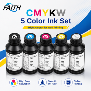 Encre UV <span class=keywords><strong>Faith</strong></span> 500ml 5 couleurs pour impression 3D murale et au sol, compatible avec les imprimantes Epson Dx7 Dx10 XP600 TX800 I3200 I1600 pour machines d'impression murale - Product Image 1