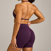 Ensemble de sport CIYING personnalisé avec logo pour femme : Leggings, short et soutien-gorge sans couture, taille haute, effet ventre plat et rehaussement des fesses