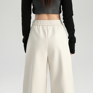 Xinjian femmes respirant en cuir PU crayon Cargo automne hiver Collection décontracté jambe droite taille haute lâche plat Design - Product Image 4