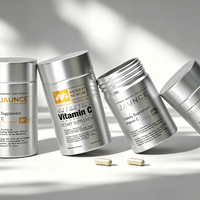 Emballage de soins de santé pour huile de poisson et vitamines, en aluminium de qualité alimentaire, avec couvercle double couche, logo sérigraphié, pour capsules et bouteilles en aluminium