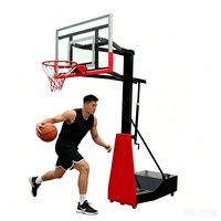 Support de basketball mobile robuste à hauteur réglable pour extérieur, avec panier détachable, équipement de terrain de sport