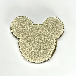 Commercio all'ingrosso Patch Glitter ciniglia cartone animato bastone su ferro su toppe toppe Mouse ciniglia Patch