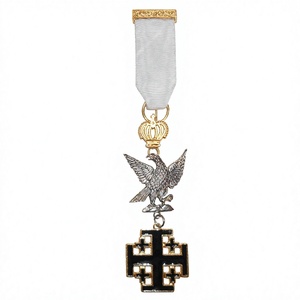 MASONIC REGALIA <b>RED</b> <b>CROSS</b> OF CONSTANTINE PAST COMMANDER BREAST JEWEL WITH RIBBON OF 32 MM - Product Image 1