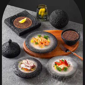 Тарелка для молекулярной кухни из вулканического камня, круглая, для дымовой кухни, в форме планеты, художественная, для сервировки стола - Product Image 5