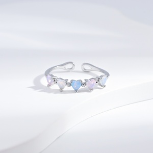 wholesale plata 925 sterling silver <b>opal</b> stone bow <b>ring</b> Everyday Wear fashion summer small cheap heart butterfly <b>rings</b> for girls - Product Image 2