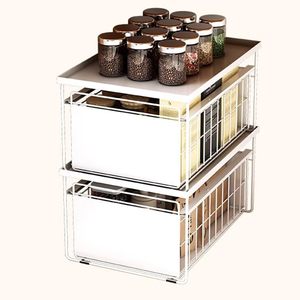 Organisateur multifonction pliable sous l'évier, étagère coulissante sans perçage, finition laquée - Product Image 1