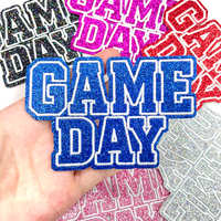 Patch brodé scintillant pour le jour du match, lettres de l'alphabet en blocs, appliques pour sweat-shirt, veste de sport, DIY
