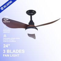 Ventilateur de plafond LED moderne avec lumière, 3 vitesses, silencieux, 3 pales, corps en ABS, télécommande, pour usage domestique dans la chambre à coucher