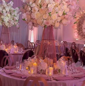 Forniture per matrimoni composizione di supporti per fiori in metallo dorato in ferro per centrotavola per matrimoni decorazione per feste di eventi - Product Image 3