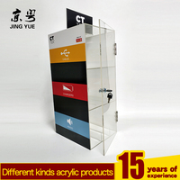Support d'affichage en acrylique à 3 niveaux CT TEK pour câbles USB, chargeurs muraux, accessoires de téléphone, étagère verticale moderne pré-assemblée