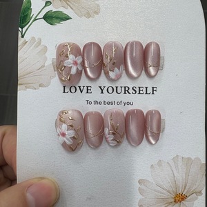 Venta al por Mayor 10 Piezas <span class=keywords><strong>de</strong></span> <span class=keywords><strong>Uñas</strong></span> Acrílicas <span class=keywords><strong>de</strong></span> Lujo <span class=keywords><strong>de</strong></span> Alta Calidad Pintadas a Mano en 3D Tipo Almendra y Stiletto con Pegamento en Gel Adhesivas Hermosas <span class=keywords><strong>Uñas</strong></span> Hechas a Mano - Product Image 6