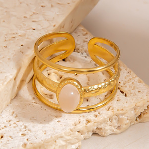 Pulseras de Moda con Diseño Geométrico, Tono Dorado, Incrustaciones de Piedra Natural, Engaste de Bisel, Origen Yiwu JZ21021 - Product Image 3