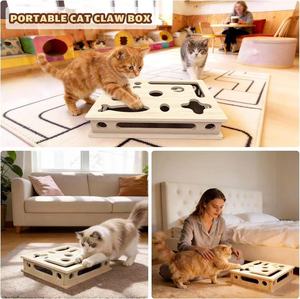 Caja de Juego Interactiva para Gatos de Madera con Orificios para Gatos de Interior - Product Image 5