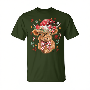 Camiseta Western Highland Cow Lover Coquette Bow Merry Christmas - Product Image 2