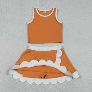 Robe décontractée en coton pour bébé fille, taille US, tenue quotidienne pour enfants, bords festonnés, nouveaux designs, jupes-culottes pour petites filles, tenues pour sœurs - Product Image 2