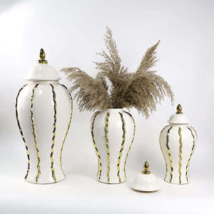 Vases en céramique de haute qualité personnalisés pour centre de table de mariage, vase à fleurs de luxe doré pour hôtel, pots à gingembre nordiques pour la décoration de la maison - Product Image 3