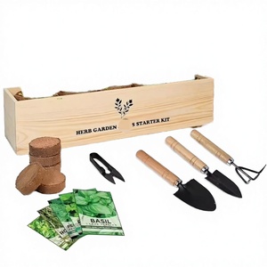 <b>Garden</b> Starter <b>Kit</b> with Square Plant Fiber Flower -Box for Kitchen Windowsill Floor & Indoor Herb Grow <b>Kit</b> - Product Image 2