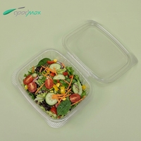Boîte à emporter transparente à clapet en plastique PET recyclable pour salade de fruits et légumes frais 8oz 12oz 16oz 24oz 32oz