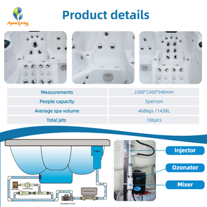 Alta calidad al aire libre 5 personas Shell acrílico Jacuzzier máquina de producción de bañeras de hidromasaje al aire libre Spa bañeras de spa con 2 filtros - Product Image 3