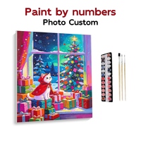 Kit de Peinture par Numéros DIY pour Adultes, Thème Chat, pour Fenêtre, Peinture DIY Écologique sur Toile, Décoration Murale pour la Maison