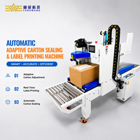 Machine de scellage automatique adaptative pour cartons avec applicateur d'étiquettes à impression instantanée pour l'emballage chimique et e-commerce