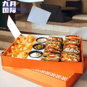 Boîte en carton pliable carrée blanche jetable personnalisée avec poignée et gobelet à tremper pour <span class=keywords><strong>sandwich</strong></span> <span class=keywords><strong>poulet</strong></span> frites - Product Image 5
