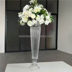 Fournitures de décoration de fête de mariage Offre Spéciale <span class=keywords><strong>80</strong></span> <span class=keywords><strong>Cm</strong></span> de haut Arrangement de fleurs trompette réversible <span class=keywords><strong>Vase</strong></span> en verre transparent - Product Image 3