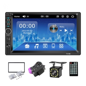 Autoradio 7 pouces 2 DIN universel avec écran tactile, lecteur DVD multimédia, moniteur stéréo et caméra intégrée - Modèle 7018 - Product Image 1