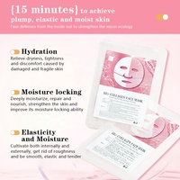 Masque facial en feuille de bio-collagène et rétinol, lot de 5, marque privée OEM, hydratation instantanée, lissant, raffermissant, anti-rides, végétalien, vente en gros