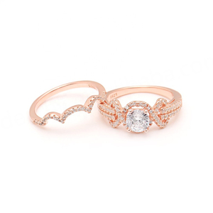 New Fashion Rose Gold Bridal <b>Ring</b> <b>Set</b> Sterling Silver Engagement <b>Women</b> Wedding Band Jewelry - Product Image 5
