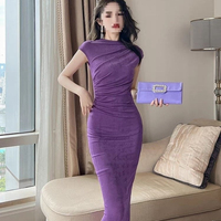 Robe longue moulante élégante et décontractée pour femme, style chic français, sexy, unie, amincissante, anti-rides, pour l'été