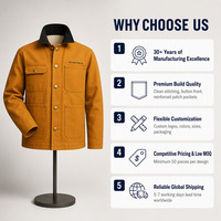 Veste de travail pour camionneur, coupe ample, boutons pression sur le devant, col bicolore, poche rivetée, toile rétro, logo brodé, fabrication sur mesure