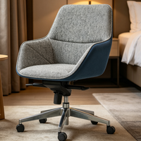 Chaise de bureau pivotante réglable en tissu avec accoudoirs et roulettes pour hall d'hôtel, suite d'hôtes et espace lounge