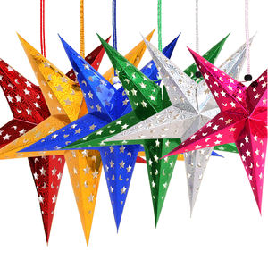 Décoration de Noël <span class=keywords><strong>en</strong></span> papier étoile 3D ajourée au laser, pendentif étoile, imperméable, écologique, pour les fêtes de mariage <span class=keywords><strong>en</strong></span> intérieur/extérieur - Product Image 1