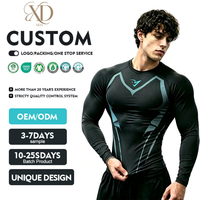 T-shirt de sport à manches longues pour homme, jersey sportif uni, compression, séchage rapide, respirant, évacuation de l'humidité, course à pied, gym, entraînement