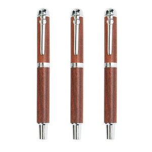 Stylos à pointe roulante en laiton en métal en vrac classique haut de gamme stylos à bille en bois à baril en bois tactile nouveauté Design 0.5mm écriture - Product Image 4