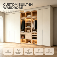 Armoire sur mesure intégrée au sol et au plafond, armoire moderne pour chambre à coucher avec éclairage LED, support OEM ODM pour maison et villa