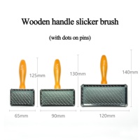 Brosse à poils pour animaux de compagnie Baoli OEM 65x125MM avec manche en bois, brosse à poils lisses en acier inoxydable avec picots pour masser les poils, brosse à poils lisses pour animaux de compagnie