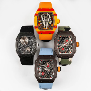 Luxury Tennis Style Carbon Fiber Case Floating Tourbillon <b>Automatic</b> Mechanical Watch Sapphire Crystal Rubber Analog Alarm - Product Image 1