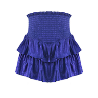 Ensemble jupe tutu style Lolita pour filles, en polyester respirant, avec volants aux genoux, bleu métallisé scintillant, silhouette plissée, HAPA pour enfants