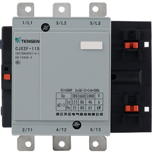 Contactor de CA Tengen CJX2F-115 de 200A, 3 polos, montaje en carril DIN - Product Image 2