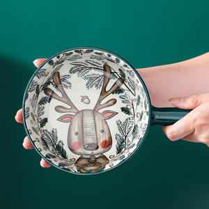 Großhandel Keramik Griff Schüssel Creative Cute Cartoon mit Griff Keramik Schüssel Haushalt Mikrowelle Backofen Instant Nudel - Product Image 3