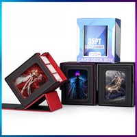 Caja de Almacenamiento de Cartas Coleccionables Juzi Premium de Cuero PU, Duradera, Gran Capacidad, con Ventanas de Visualización para Juegos de Mesa