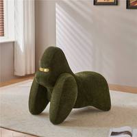 Fauteuil d'appoint créatif en forme de gorille, sculpture animale d'art moderne, tabouret en tissu chenille doux, ottoman de loisirs rembourré