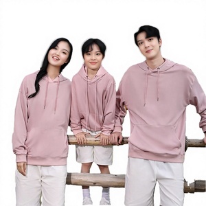 Sweat-shirt à capuche unisexe rose, coupe ample, en coton French Terry, décontracté, pour l'automne - Product Image 1