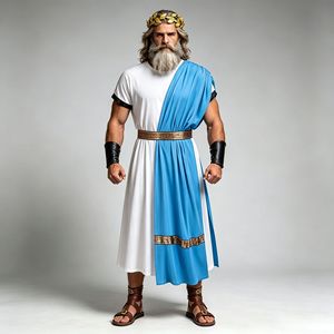 Costume da Toga Romana per Adulti, Abito da <span class=keywords><strong>Imperatore</strong></span> della Grecia Antica con Ghirlanda di Alloro, Outfit Completo per Feste di Halloween e Cosplay - Product Image 2