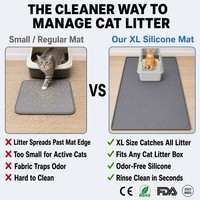 Tappetino in Silicone per Lettiera Gatti con Scanalature, Impermeabile, Antiscivolo, Facile da Pulire, Raccogli Sabbia per Gatti